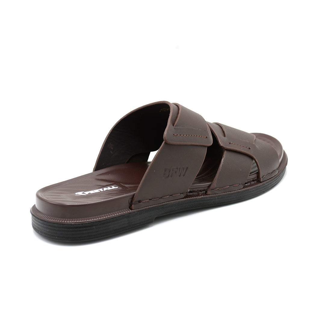 Men's Comfort Brown Cross Strap Slides