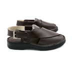 Handcrafted Brown Leather Peshawari Buckle Sandal