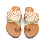Geometric Woven Strap Toe-Ring Flat