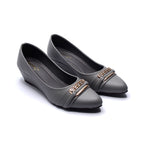 Grey Wedge Heels with Embellished Buckle