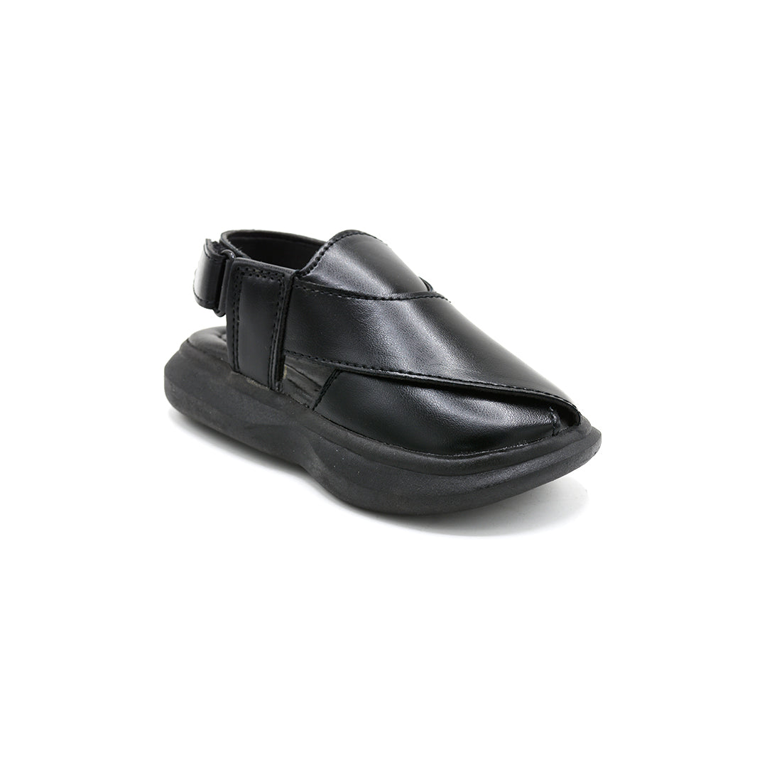 Black  Peshawari Sandal Chunky Sole