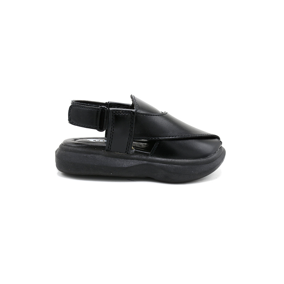 Black  Peshawari Sandal Chunky Sole