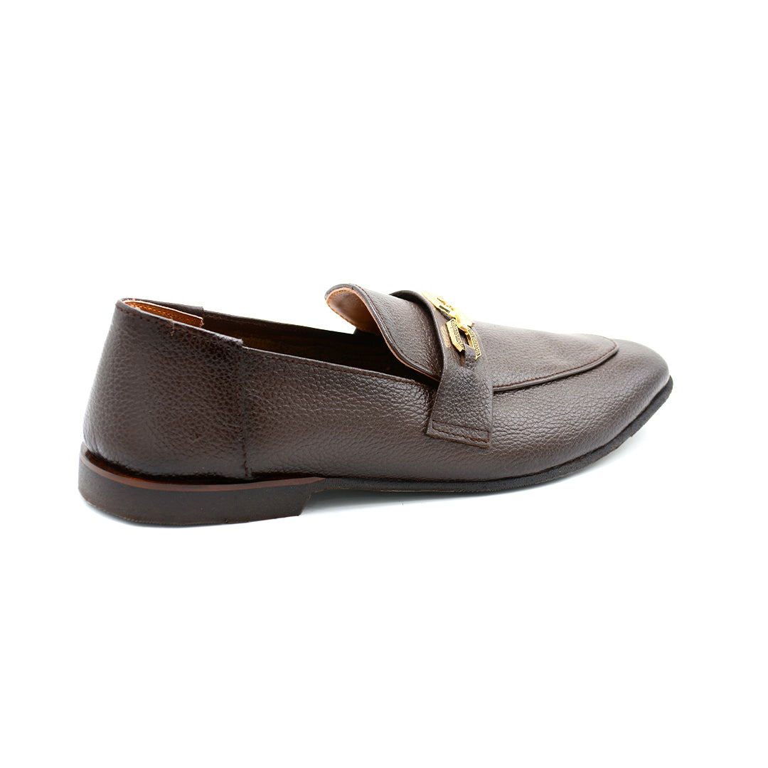 Premium Brown Loafer with Gold Buckle