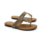 Sparkle Cross Strap Toe-Post Flat