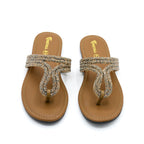 Sparkle Cross Strap Toe-Post Flat