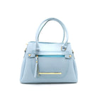 Sky Blue Structured Handbag with Front Zipper Pocket