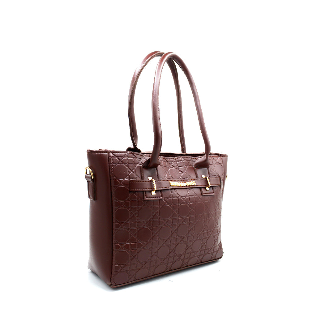 Chic Textured Maroon Carry Handbag