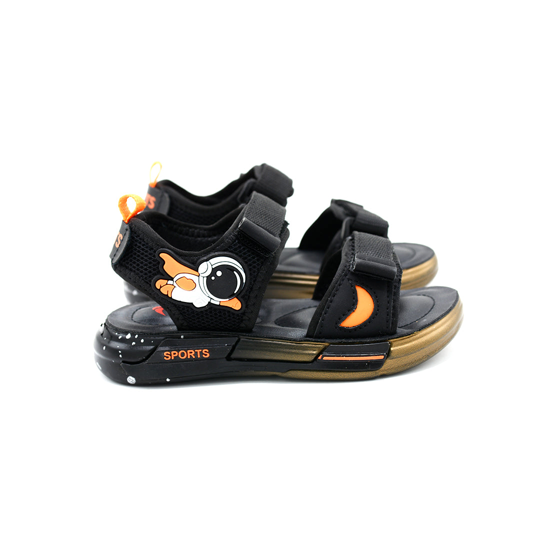 Kids Space Explorer Sport Sandals Black Orange