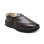 Handcrafted Brown Leather Peshawari Buckle Sandal