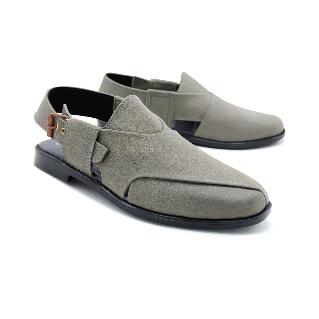 Slate Grey Suede Peshawari Chappal