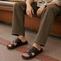 Cross Strap Buckle Comfort Slides