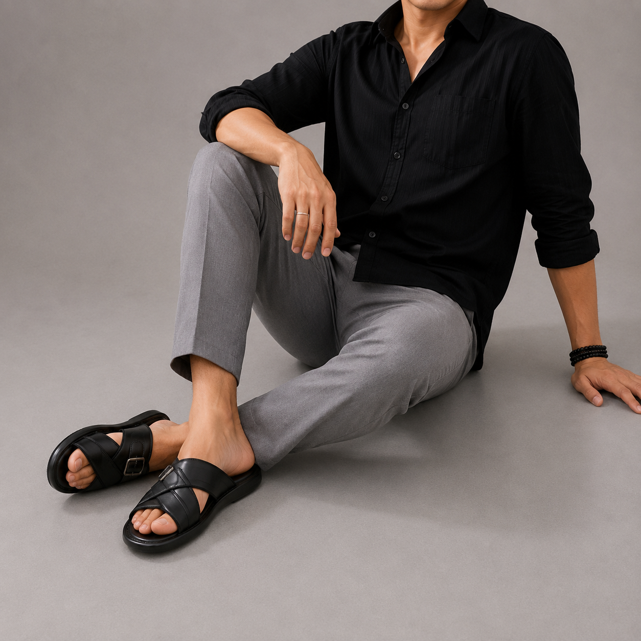 Men’s Urban Cross-Strap Buckle Slides