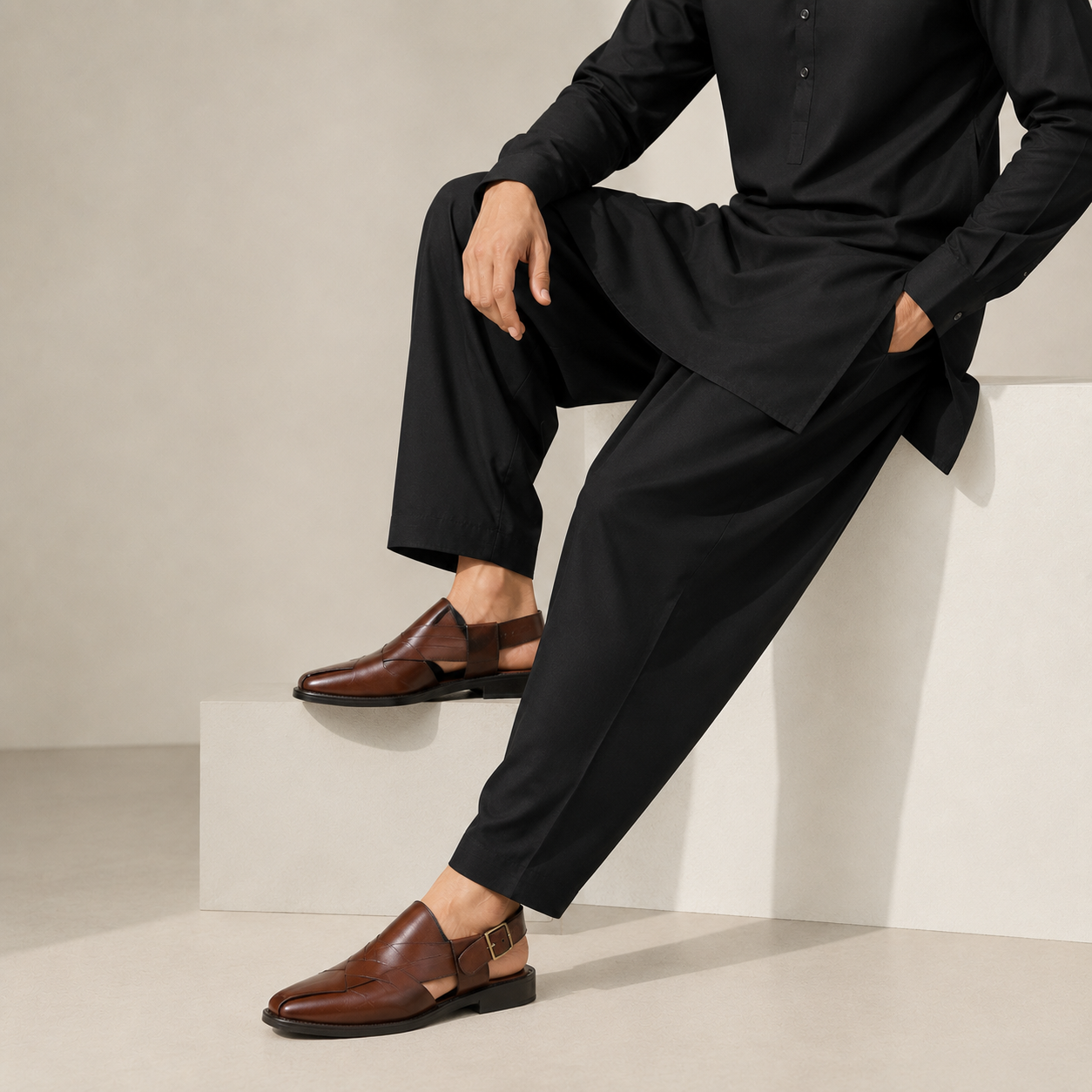 Premium Brown Peshawari for the Modern Gentleman.