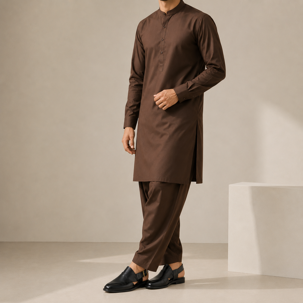 Premium Black Peshawari for the Modern Gentleman.
