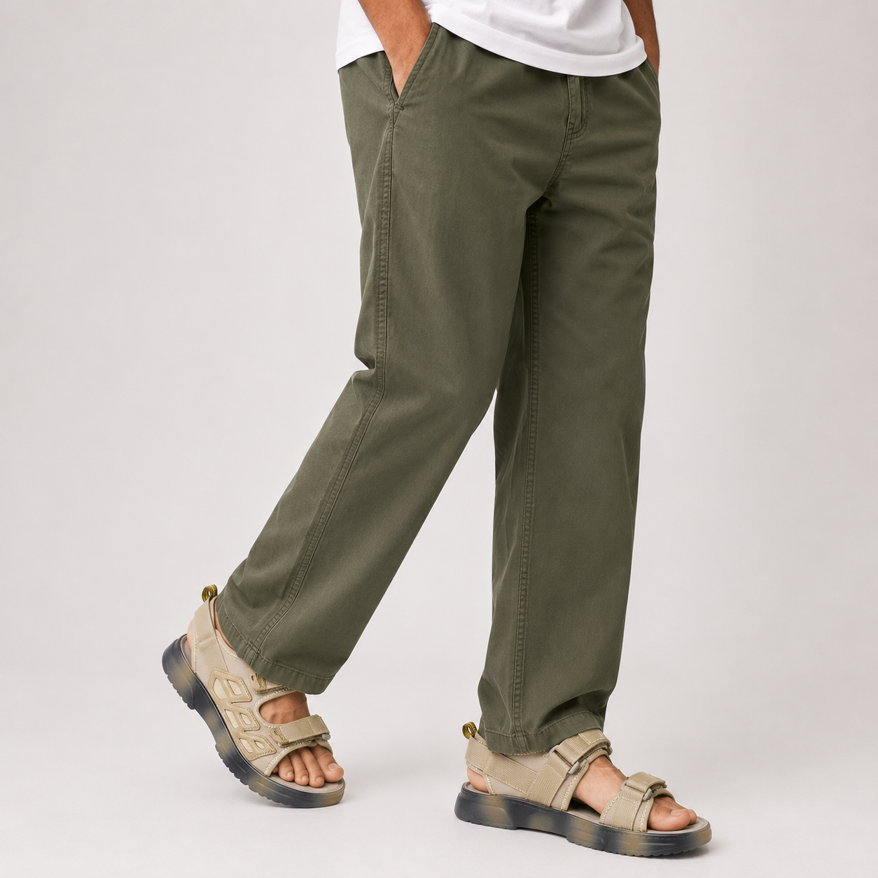Trek-Ready Velcro Sport Sandals Khaki Edition