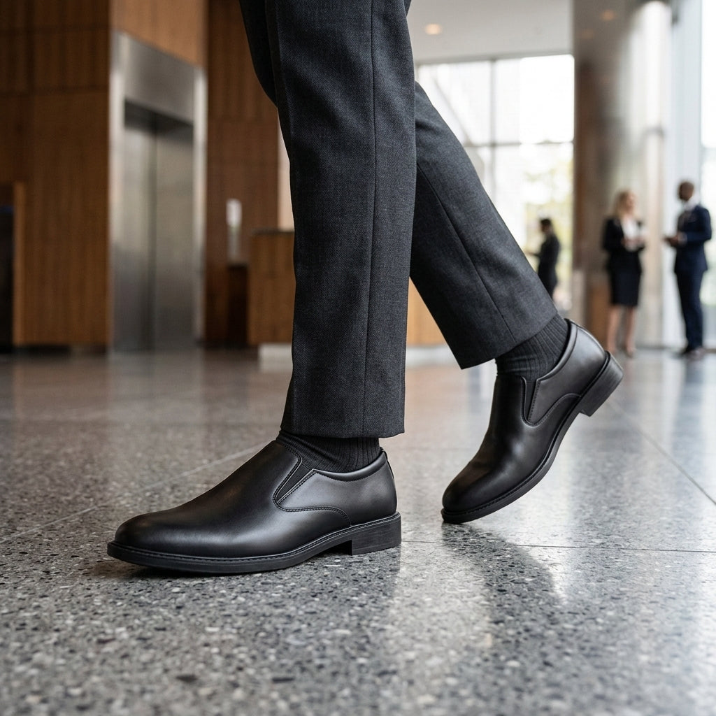 Timeless Black Leather Slip-On Oxford Style