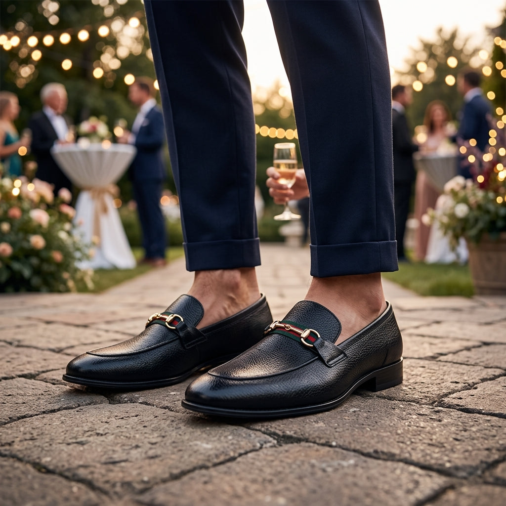 Bold Stride Black Loafers