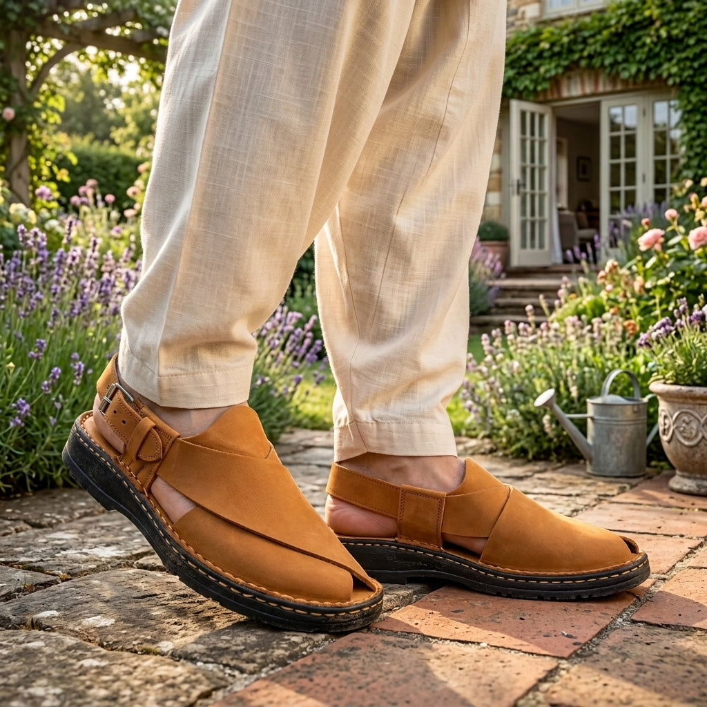 Tan Leather Closed-Toe Peshawari Chappal