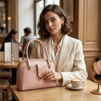 Elegant Pink Handbag with Gold Accent Lock