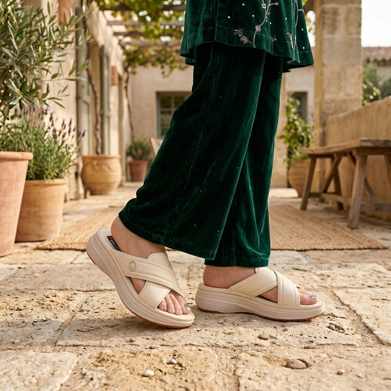 Cross Strap Platform Slides