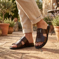Dark Brown Open-Toe Slides