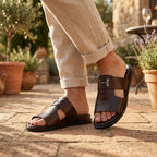 Dark Brown Open-Toe Slides