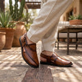 Textured Brown Peshawari Chappal