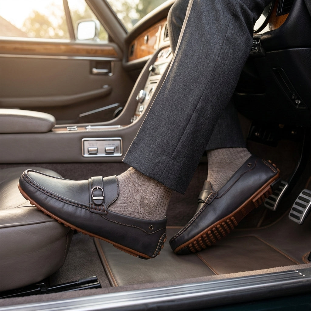 Dark Brown Leather Driving Loafer