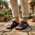Black Open-Toe Casual Slippers