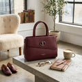 Elegant Maroon Structured Shoulder Handbag