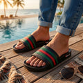 Dual-Tone Textured Comfort Slip-On Slides