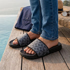 Black Textured Comfort Slip-On Slides