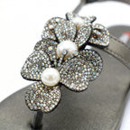 Metallic Embellished T-Strap Sandals