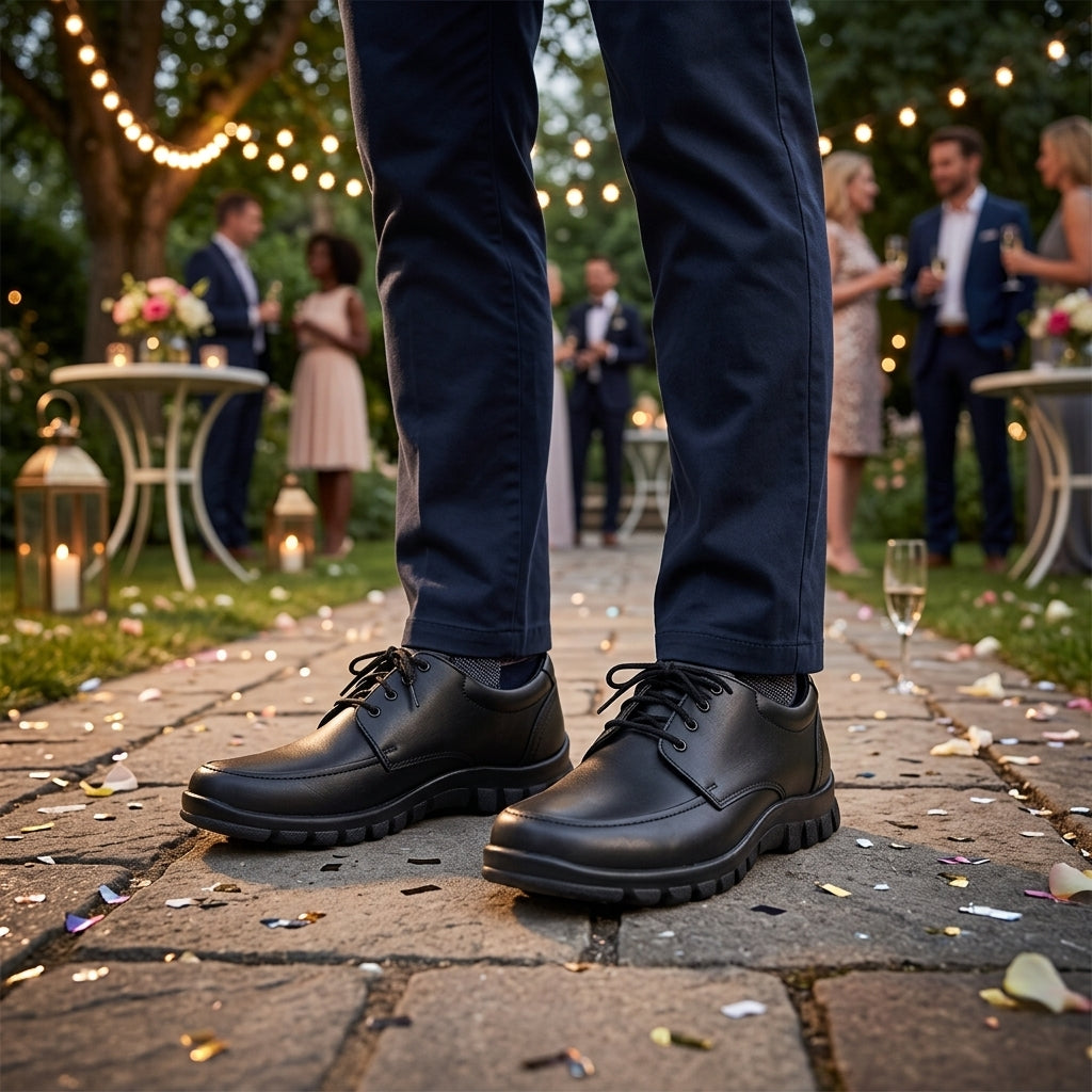 Tough Sole Black Lace-Up Shoes