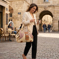 Elegant Beige & Blush Multi-Pocket Shoulder Handbag