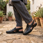 Elegant Black Peshawari Chappal for Kids