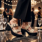 Double Buckle Platform Heels