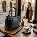 Classic Black & Charcoal Structured Tote Handbag