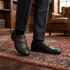 Premium Black Formal Shoes with Gold Buckle