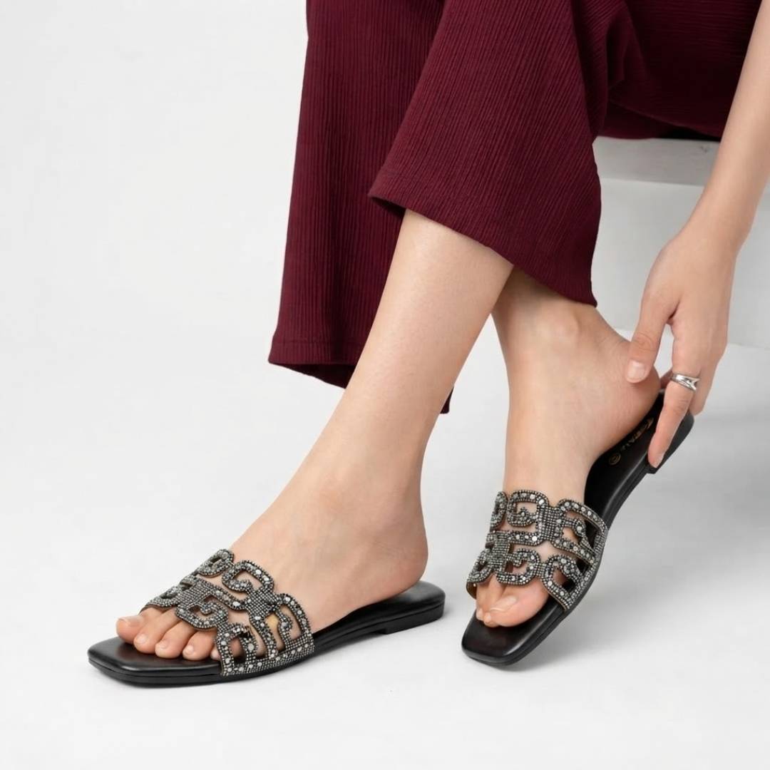 Braided Strap Wedge Slides