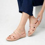 Blush Elegance Cross-Strap Wedge Slide