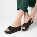 Textured Cross Strap Wedge Slides