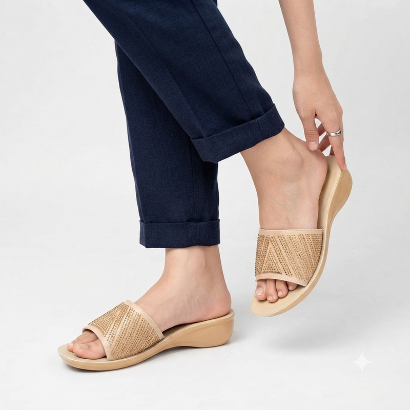 Glam Rhinestone Slide Wedge Sandal