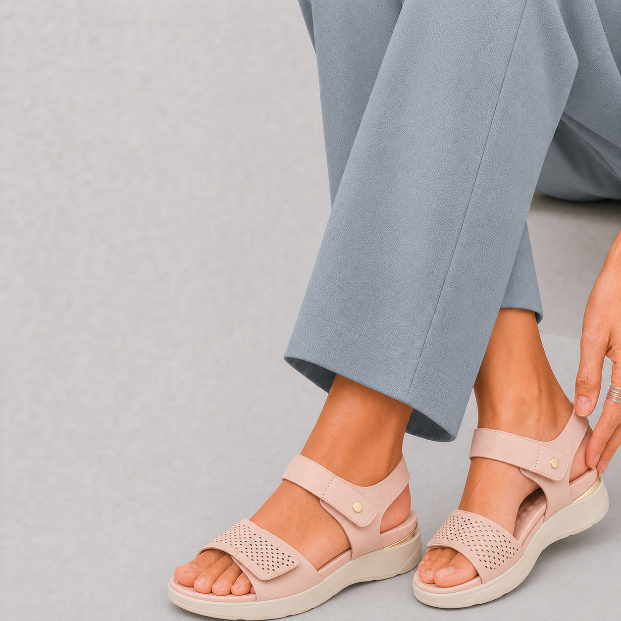 Blush Pink Platform Sandal with Gold Stud