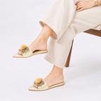 Celeste Crystal & Pom-Pom Pointed Slide