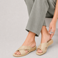 Crossover Buckle Slide Sandal In Nude