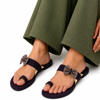 Beaded Strap Toe-Ring Flat Sandals