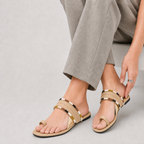 Shimmer Cross Strap Toe-Post Flat