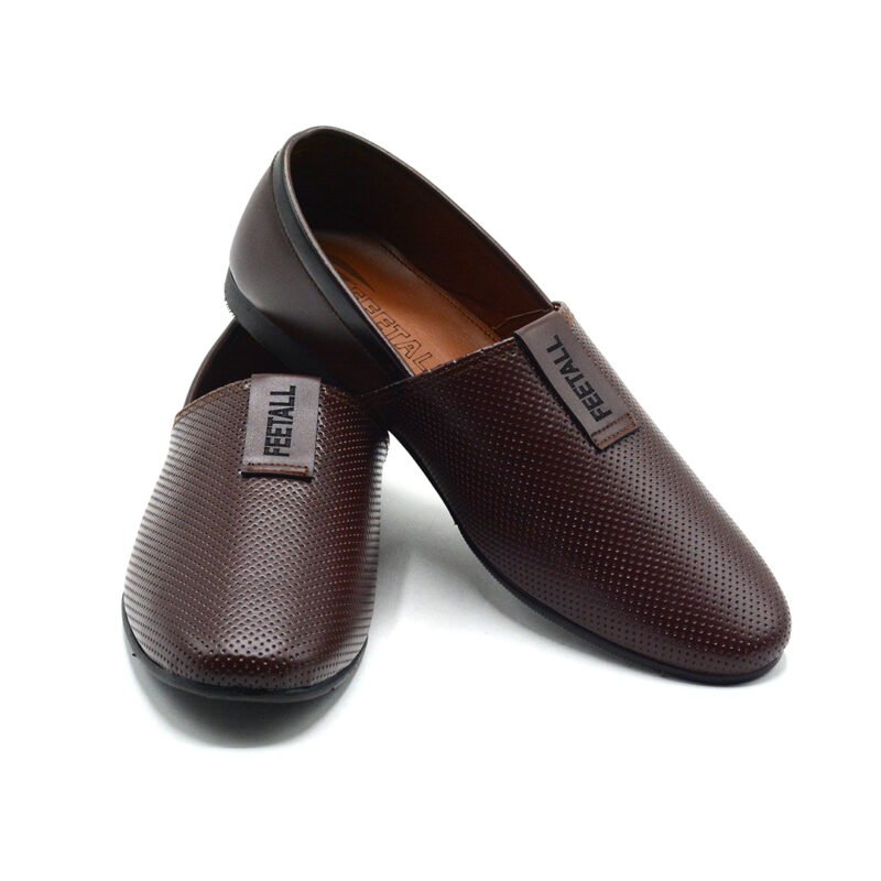 Brown leather slip-on shoes