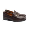 Brown Leather Loafers with Golden Buckles